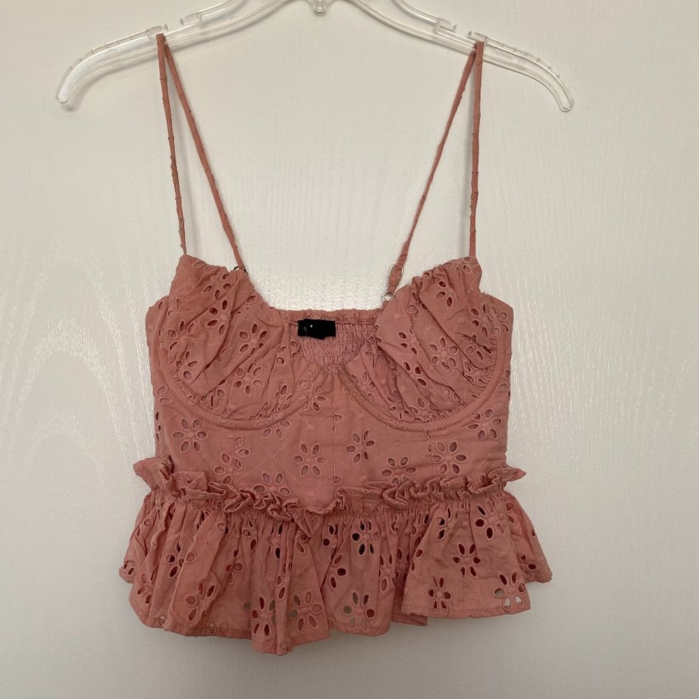 nbd revolve eyelet bustier crop top
